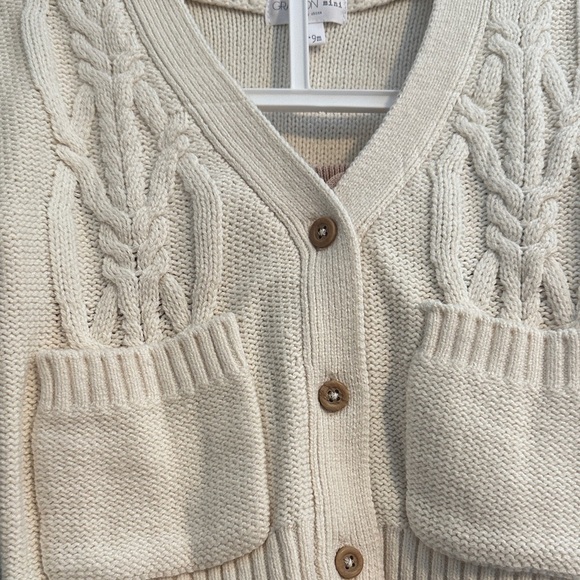 Grayson Mini Cream Knit Cardigan and Brown Pants Set 6-9M - Picture 5 of 5
